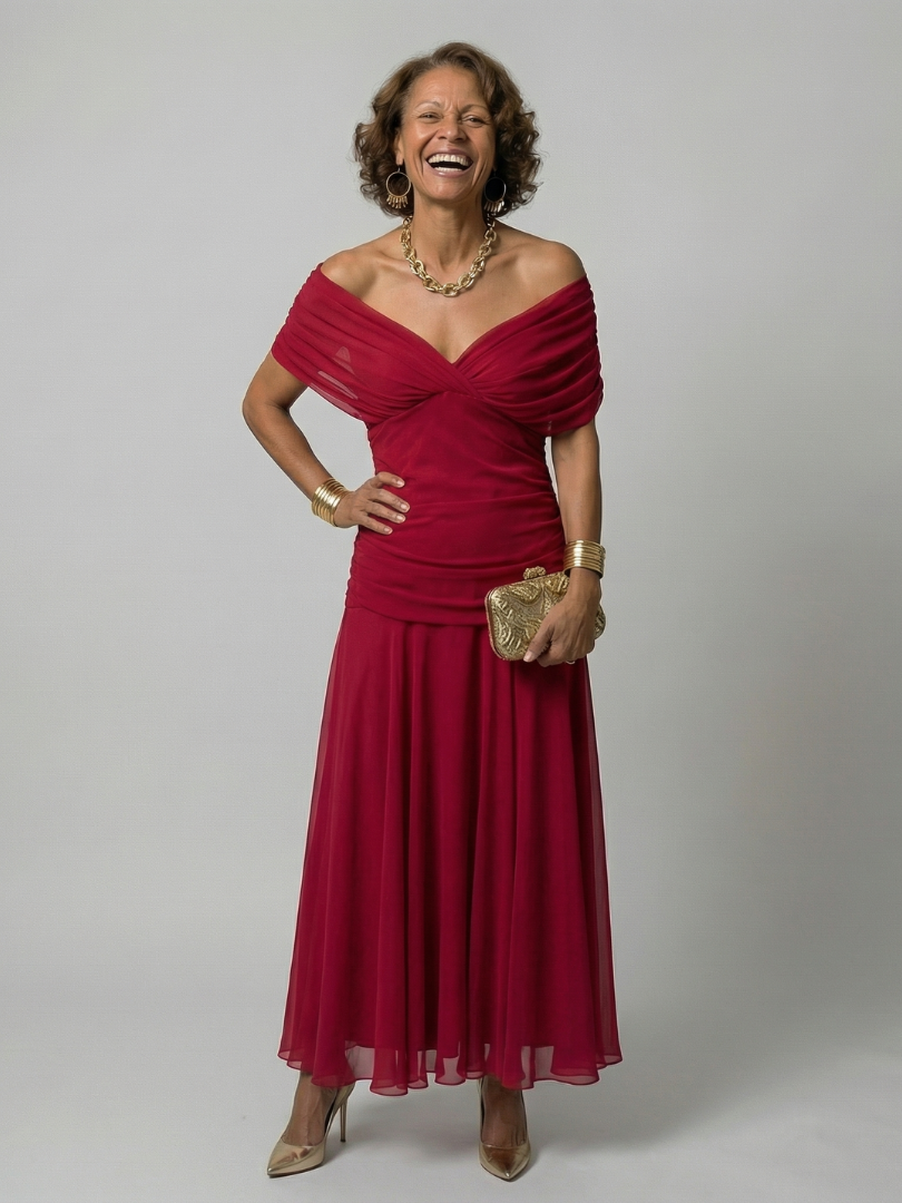 JANET | OFF-SHOULDER FLOW MIDI DRESS