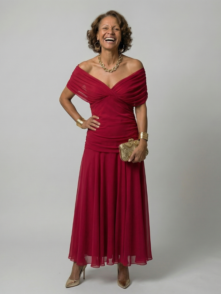 JANET | OFF-SHOULDER FLOW MIDI DRESS
