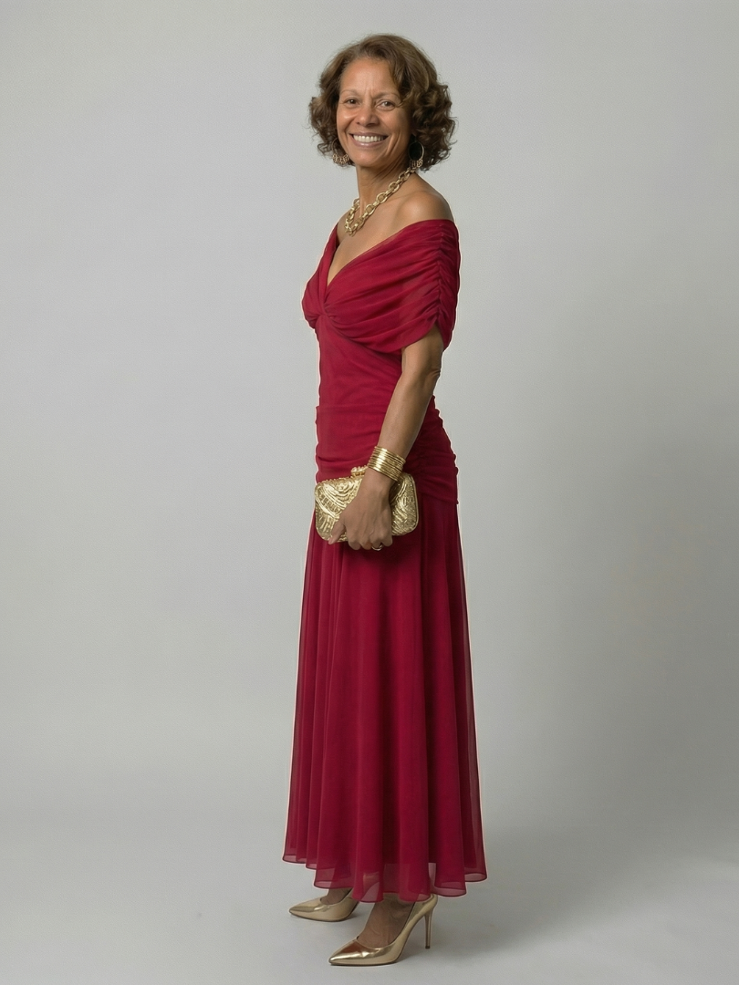 JANET | OFF-SHOULDER FLOW MIDI DRESS