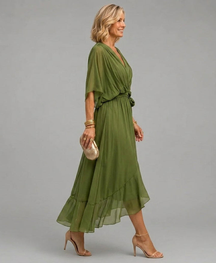 HELEN | ELEGANT V-NECK MIDI DRESS