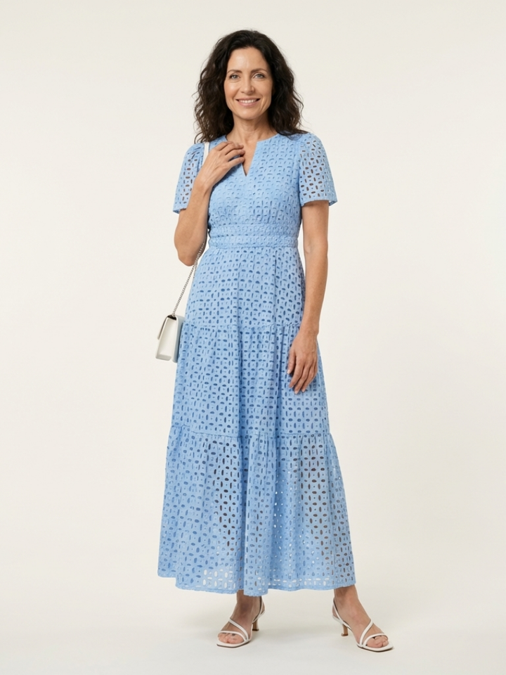 AUDREY | TIERED V-NECK MIDI DRESS