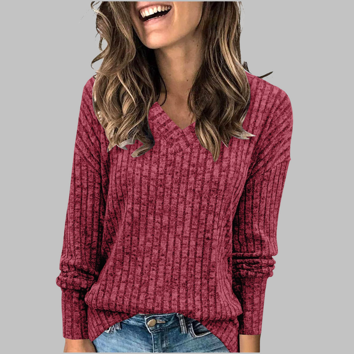 Jeanine | Comfy V-Neck Long Sleeve Top