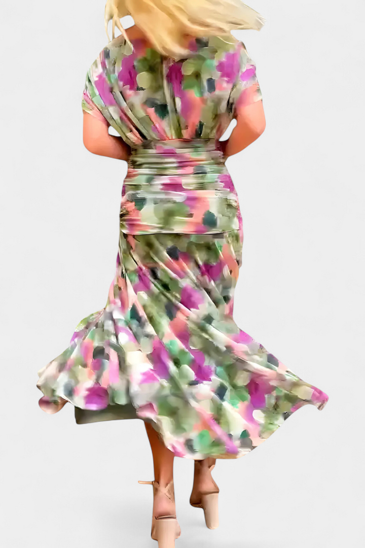 Freya | Flowing Floral V Neck Dress