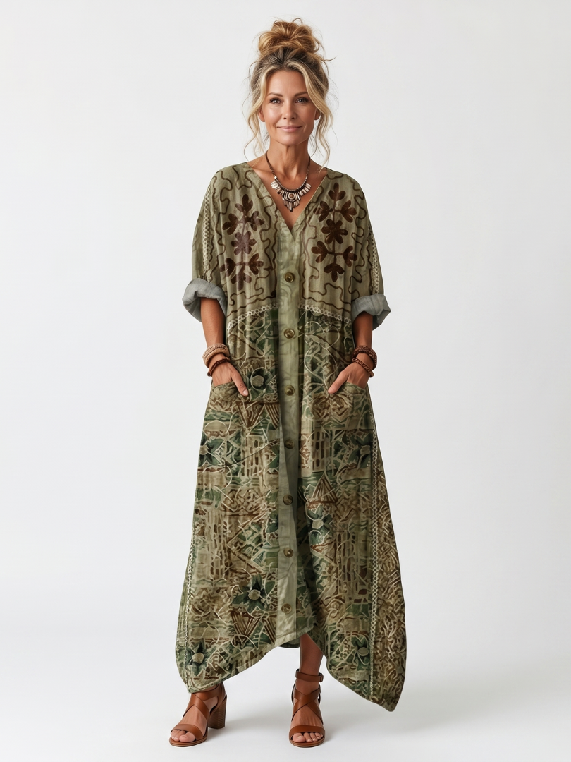 Wren Button-Front Oversized Midi Dress - view 1