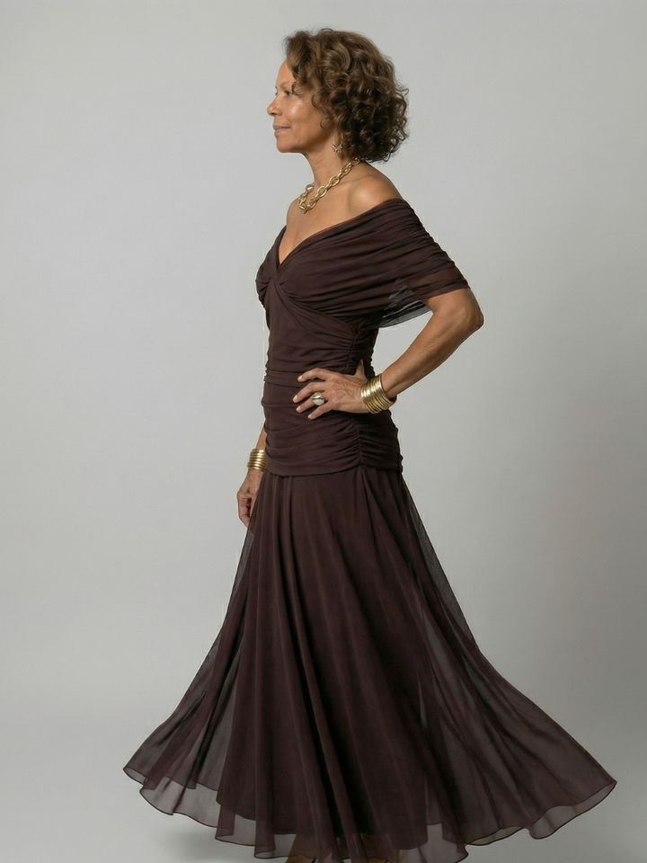 JANET | OFF-SHOULDER FLOW MIDI DRESS