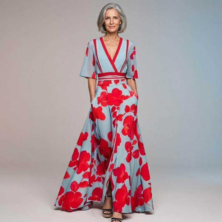 Fiona | Chic Floral Long-Sleeve Dress