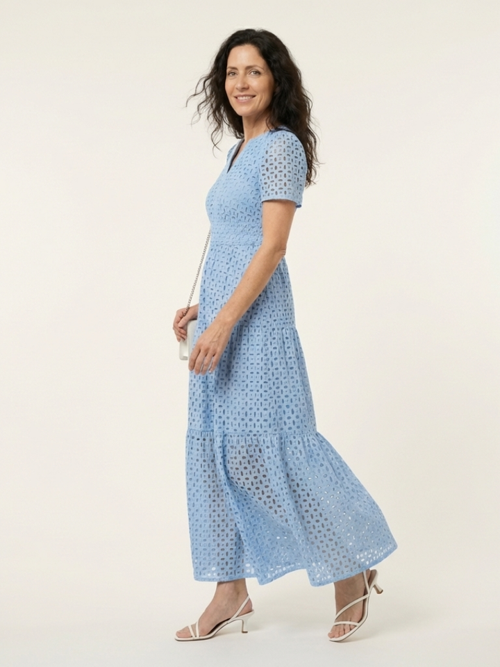 AUDREY | TIERED V-NECK MIDI DRESS