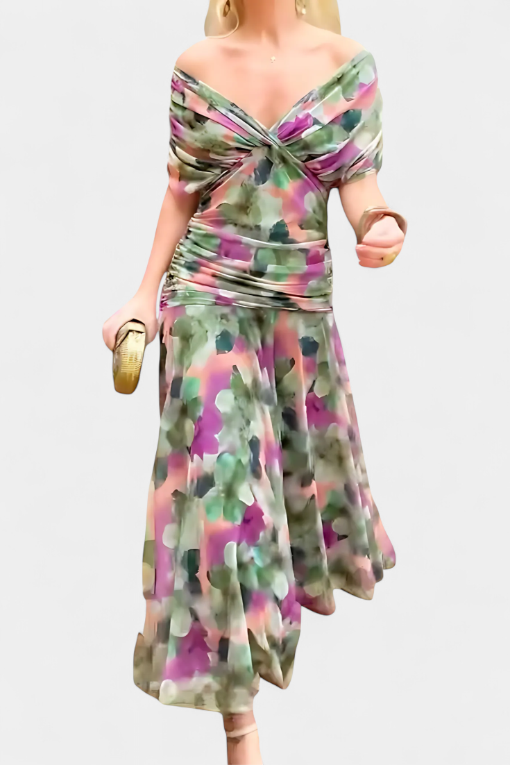 Freya | Flowing Floral V Neck Dress