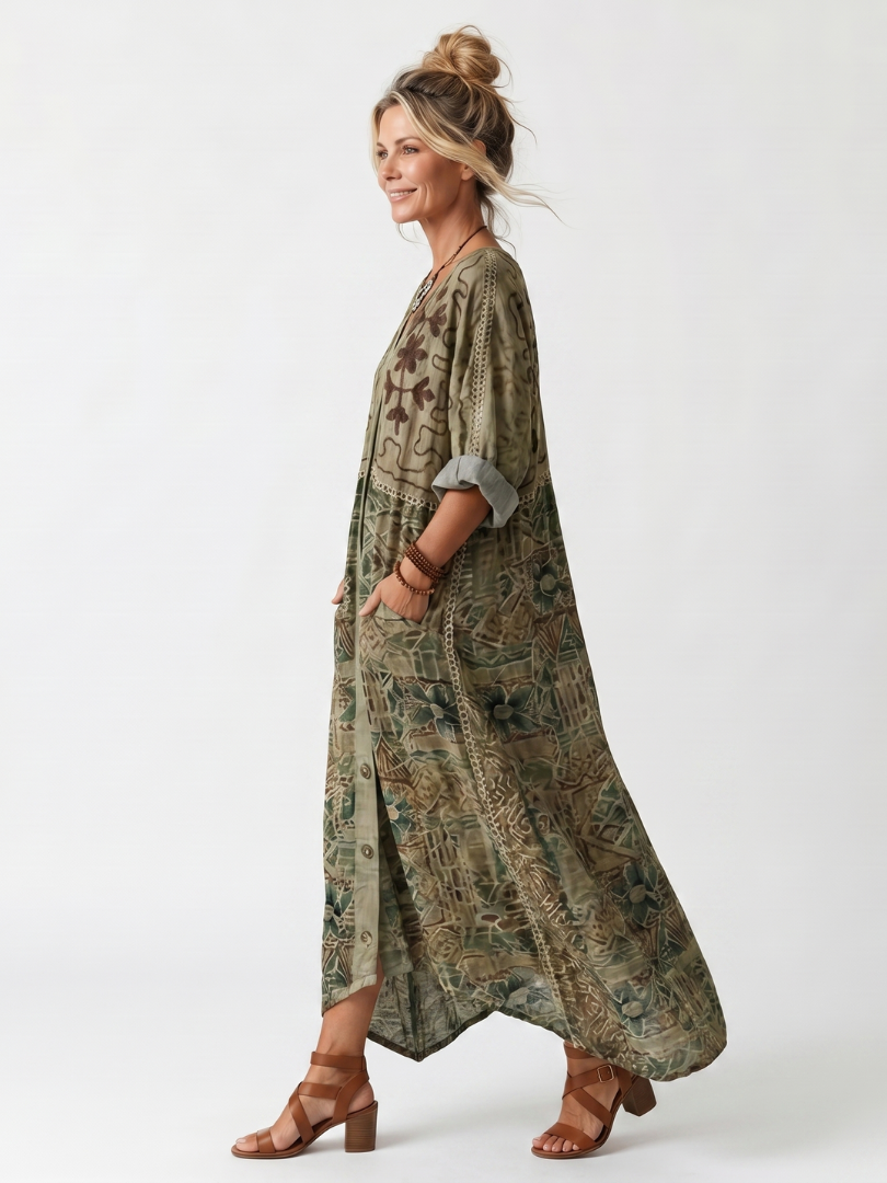 Wren Button-Front Oversized Midi Dress - view 2
