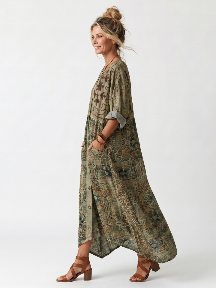 Wren Button-Front Oversized Midi Dress - view 2
