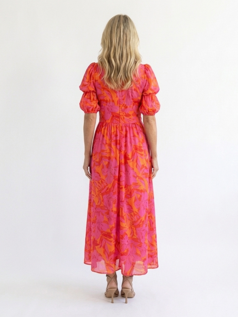 VALERIE | FLORAL PUFF SLEEVE MIDI DRESS