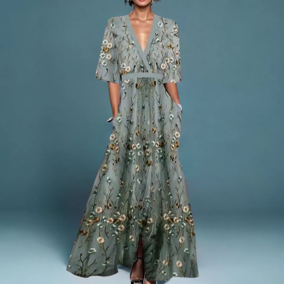 Fiona | Chic Floral Long-Sleeve Dress