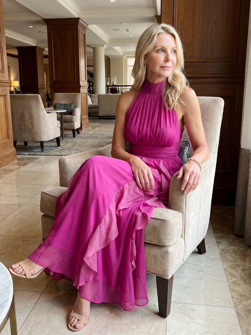 AUDREY | HIGH NECK RUFFLE MAXI DRESS