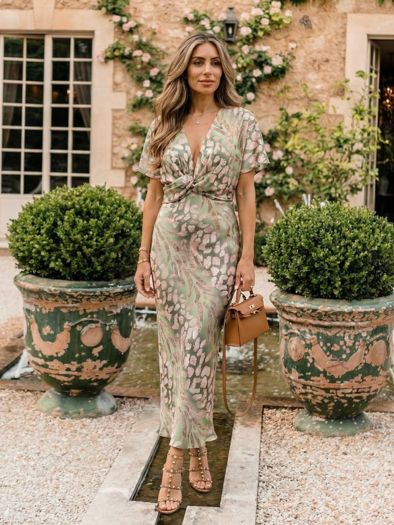 Vivette | Abstract Twist Waist Midi Dress