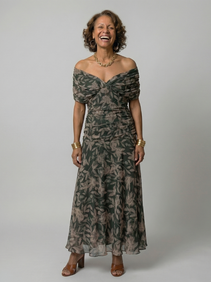 JANET | OFF-SHOULDER FLOW MIDI DRESS