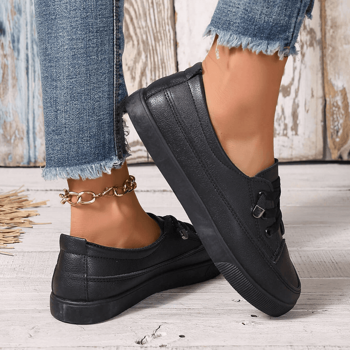 LORNA | ORTHOPAEDIC WHITE LACE-UP FLAT TRAINERS