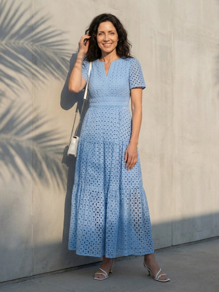 AUDREY | TIERED V-NECK MIDI DRESS