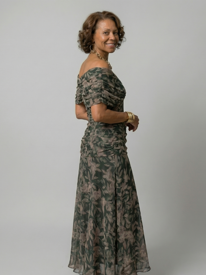 JANET | OFF-SHOULDER FLOW MIDI DRESS