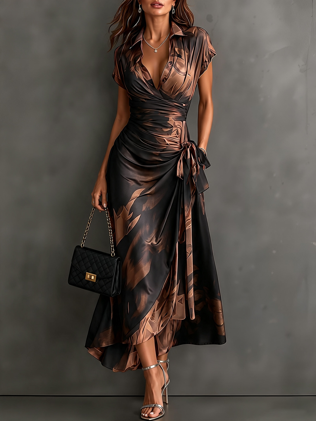 Marchesa | Abstract Print Wrap Maxi Dress
