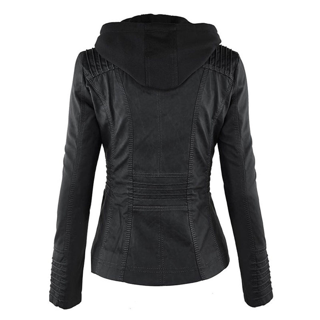 Elora | Chic Hooded Leather Jacket