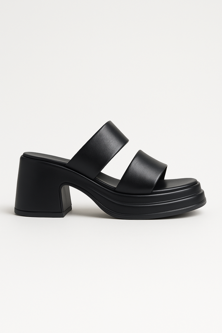 Calf Leather Sandals | Chunky High Heel