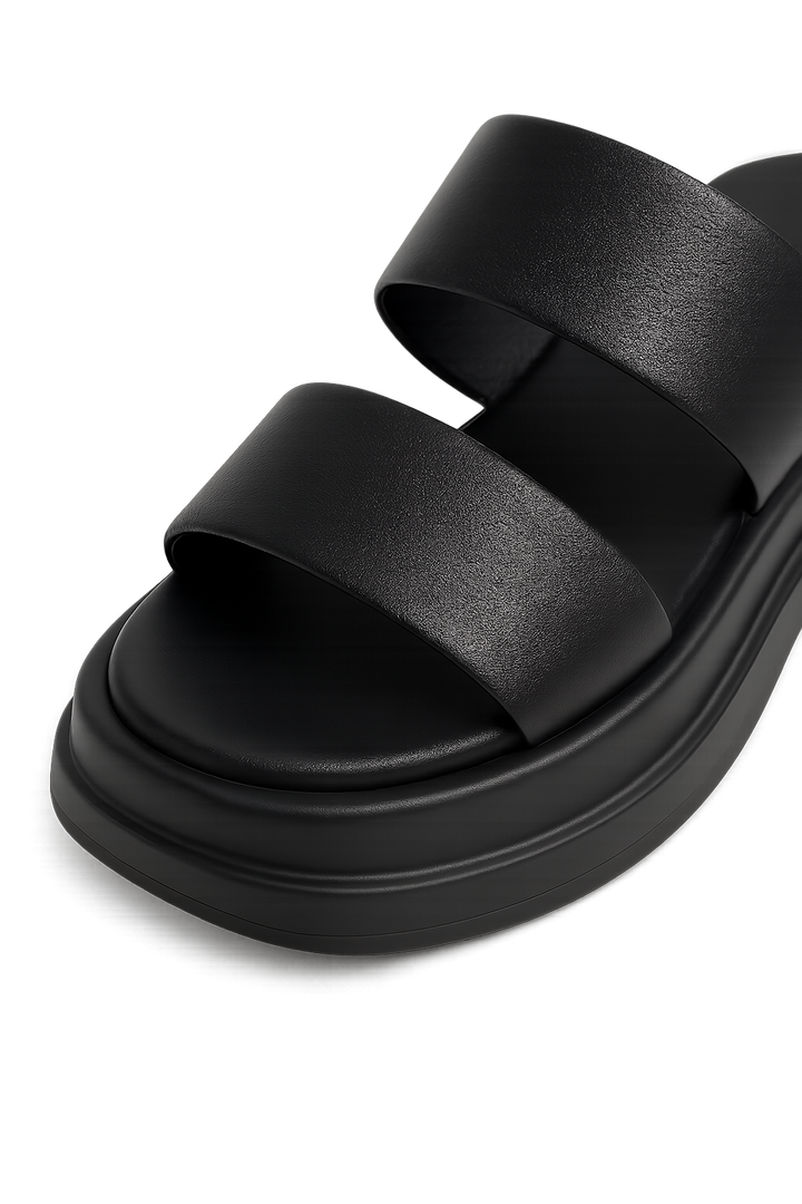 Calf Leather Sandals | Chunky High Heel