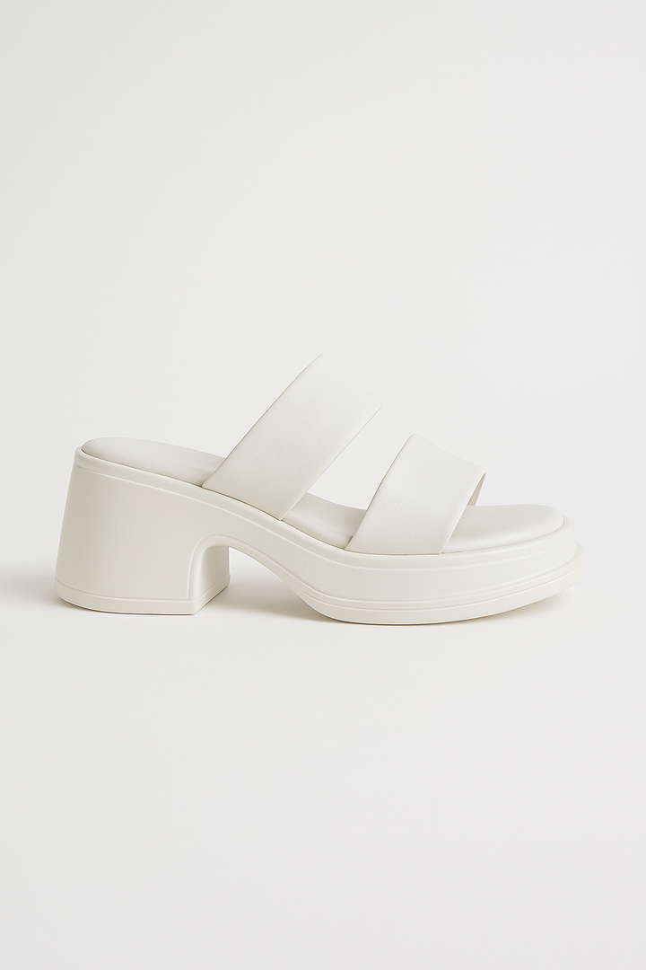 Calf Leather Sandals | Chunky High Heel
