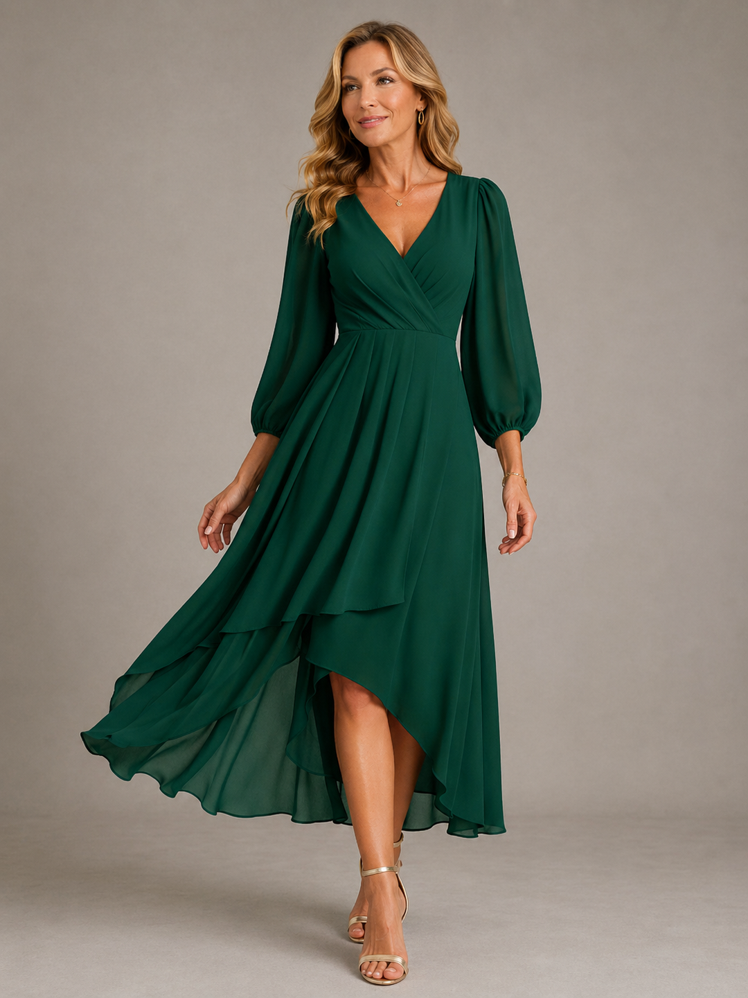 LORRAINE | ELEGANT V-NECK MAXI DRESS