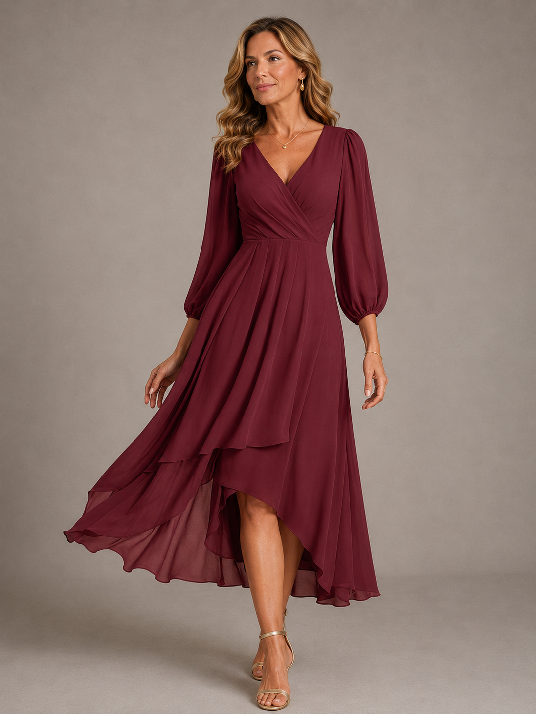 LORRAINE | ELEGANT V-NECK MAXI DRESS