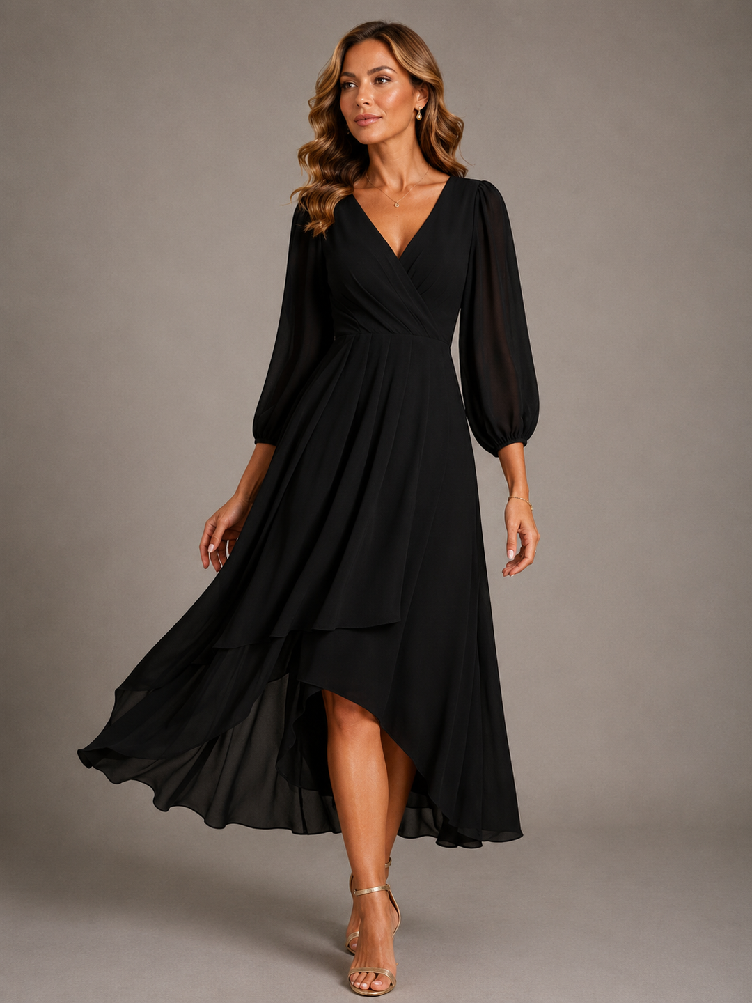 LORRAINE | ELEGANT V-NECK MAXI DRESS
