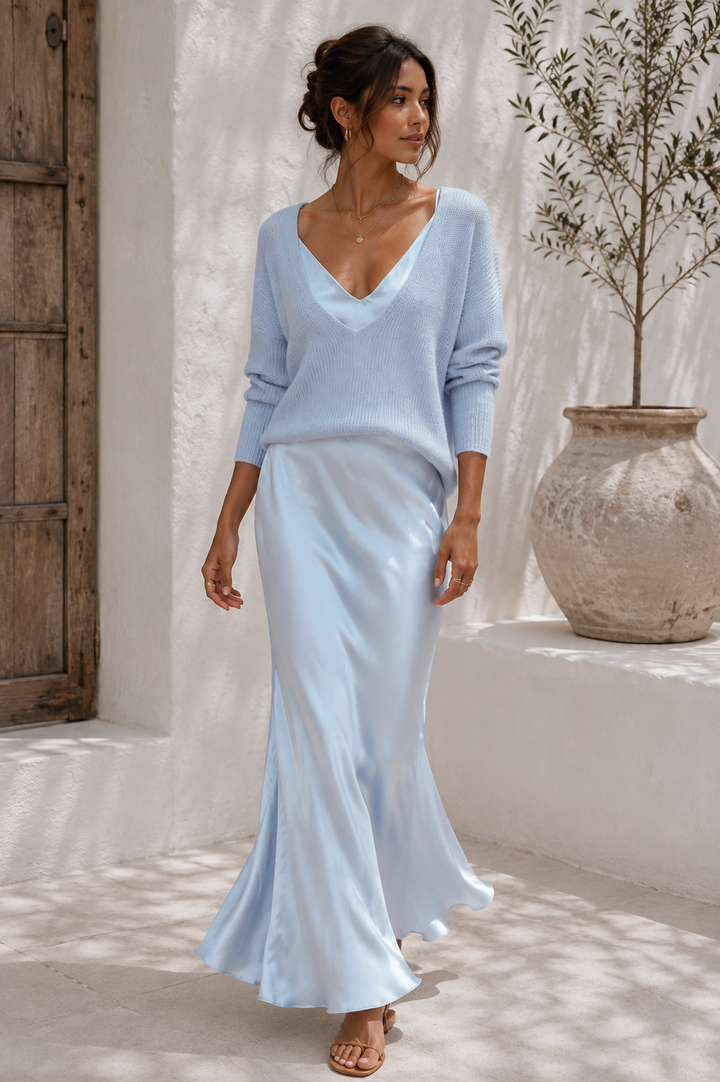 Odile Satin-Finish Dress with Jumper - view 5