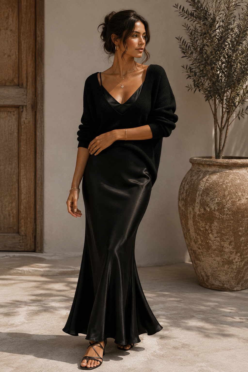 Odile Satin-Finish Dress with Jumper - view 6