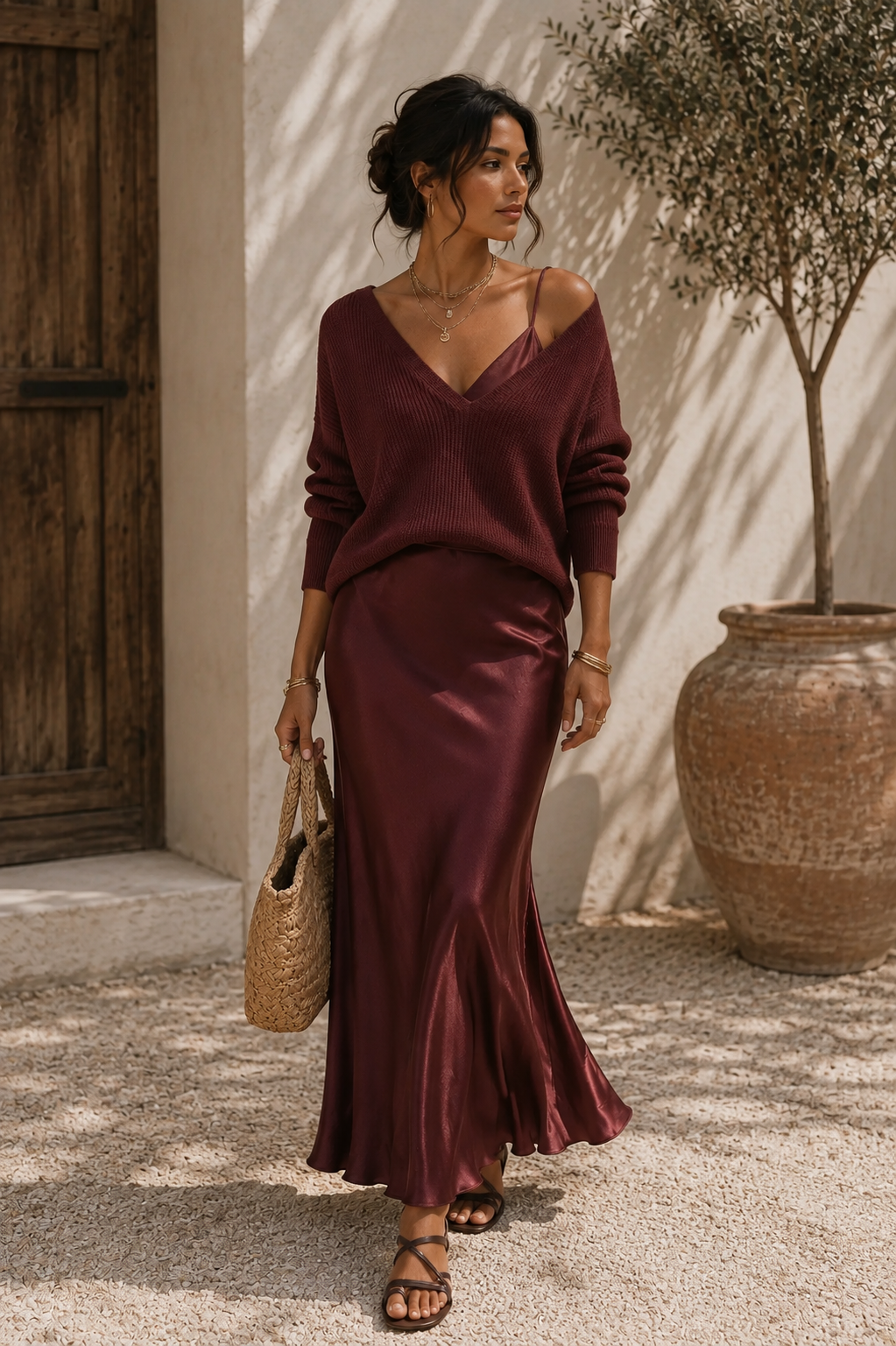 Odile Satin-Finish Dress with Jumper - view 3