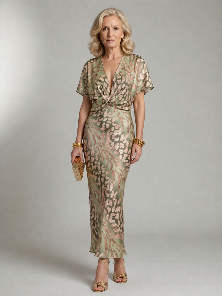 Vivette | Abstract Twist Waist Midi Dress
