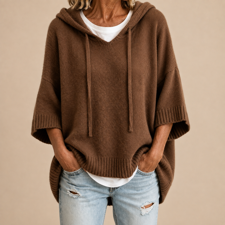 Margaux Cosy Hooded Sweater - Brown