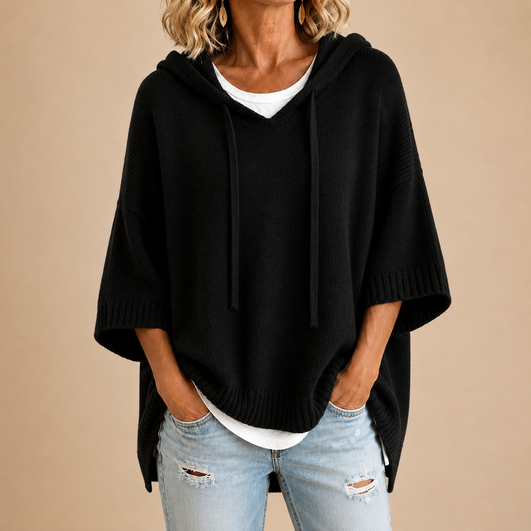 Margaux Cosy Hooded Sweater - Black
