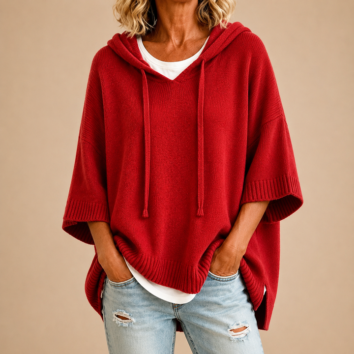 Margaux Cosy Hooded Sweater - Red