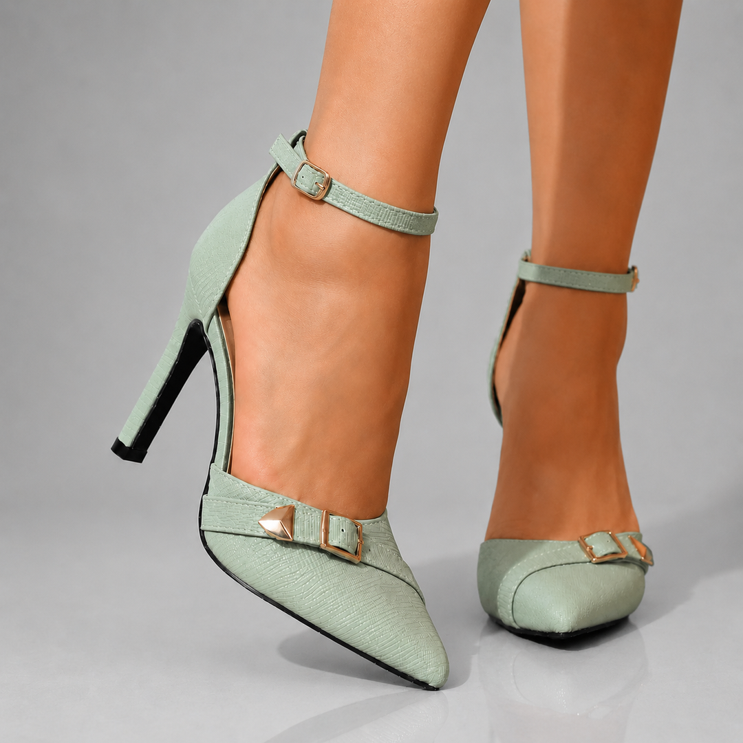 Celeste Pointed Ankle-Strap Stilettos - view 3