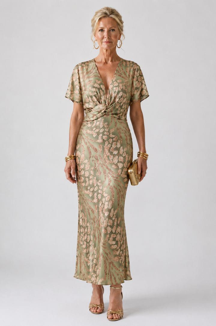 Vivette | Abstract Twist Waist Midi Dress