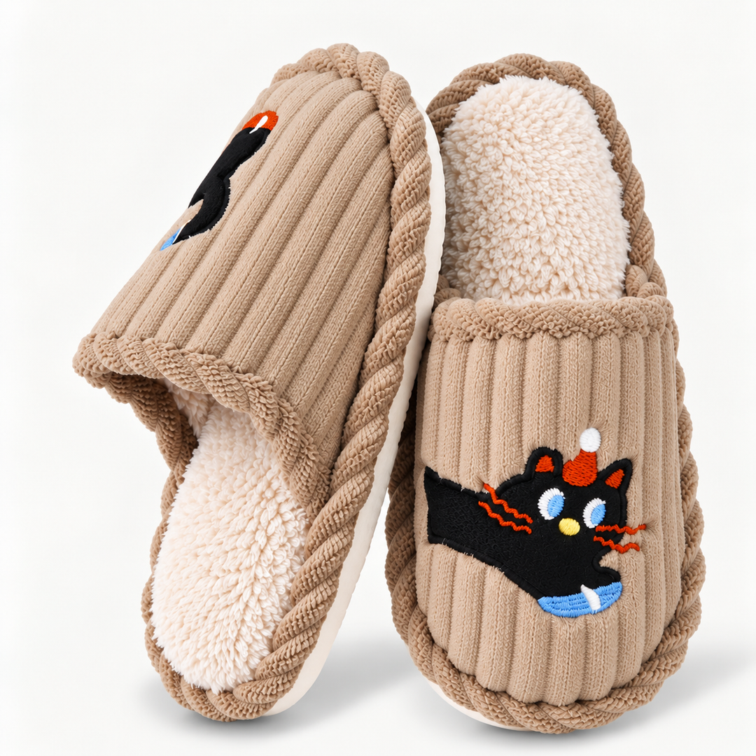 HELGA | DACHSHUND STRIPED COTTON HOUSE SLIPPERS