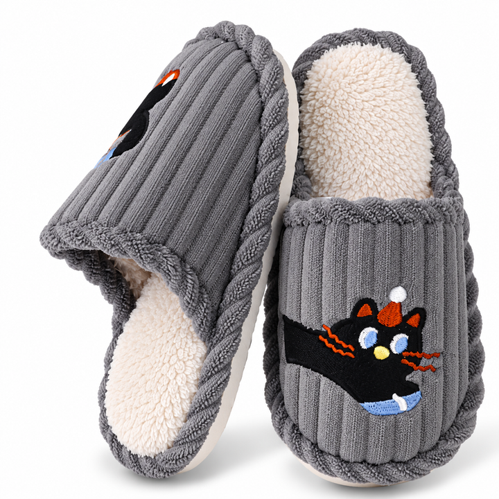 HELGA | DACHSHUND STRIPED COTTON HOUSE SLIPPERS