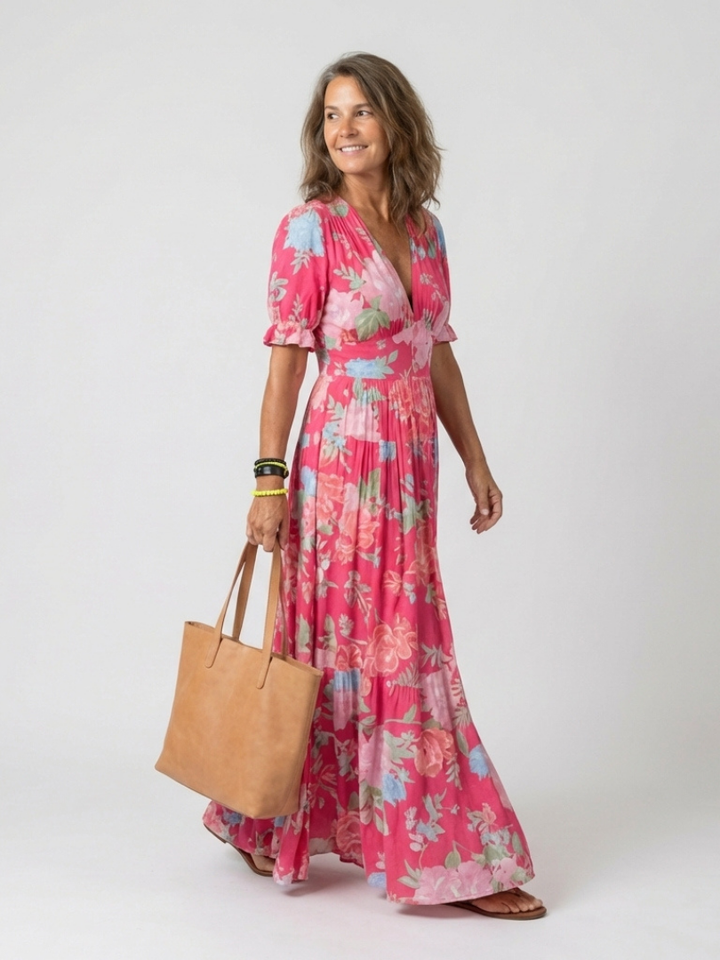 MARGARET | FLORAL V-NECK MAXI DRESS