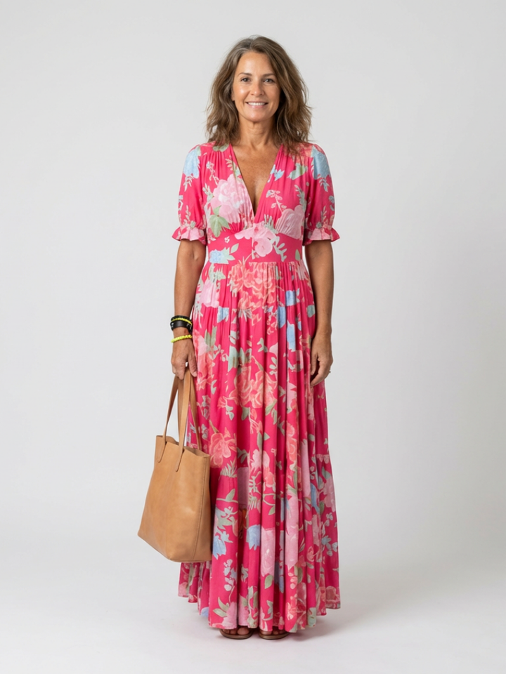 MARGARET | FLORAL V-NECK MAXI DRESS