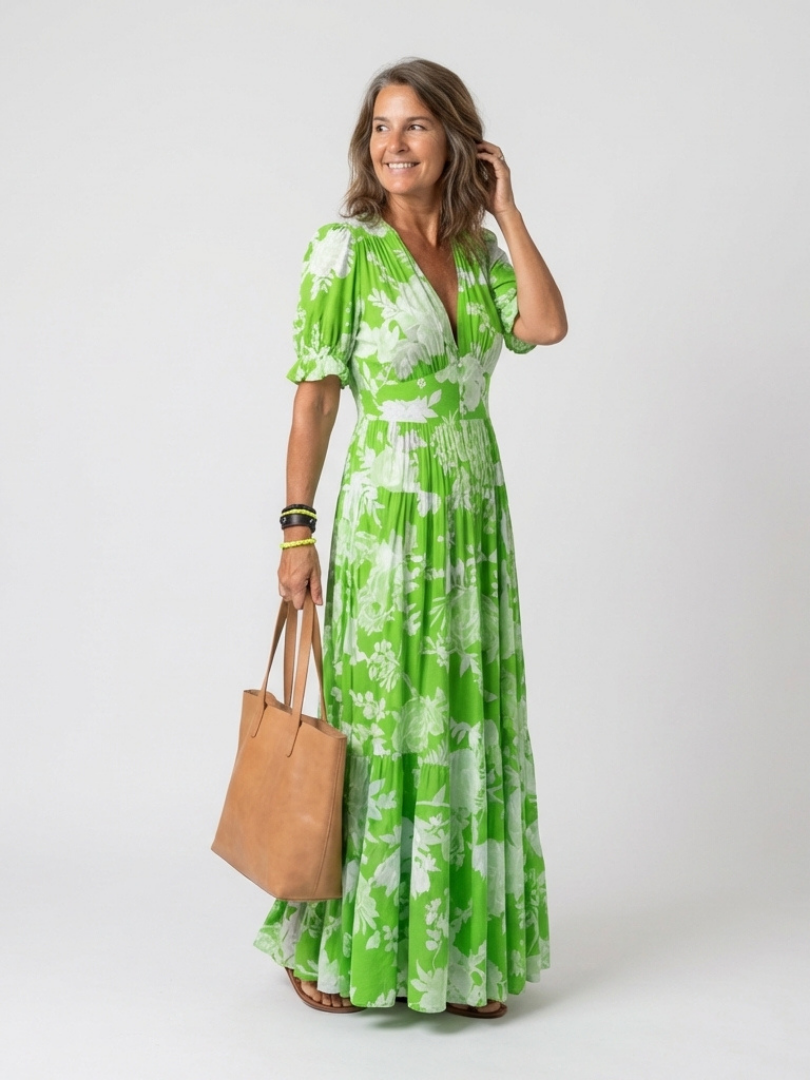 MARGARET | FLORAL V-NECK MAXI DRESS