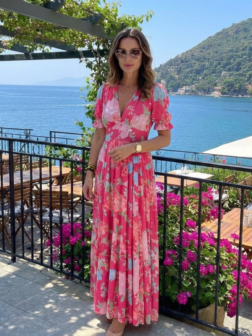 MARGARET | FLORAL V-NECK MAXI DRESS