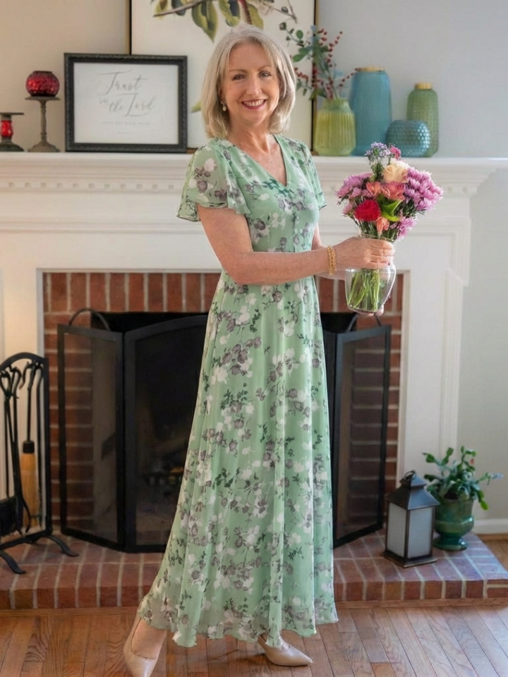 SYLVIA | FLORAL CHIFFON MAXI DRESS