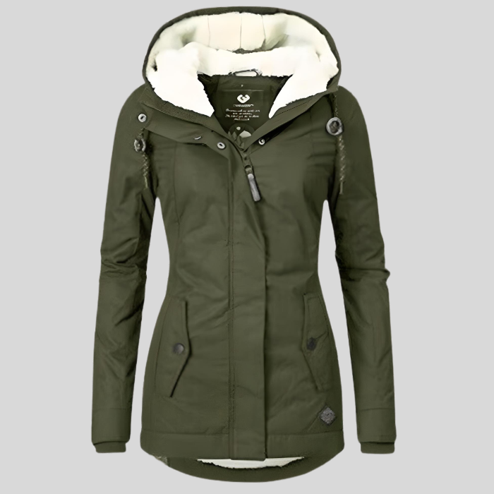Beatrice Long Waterproof Winter Coat - Army Green