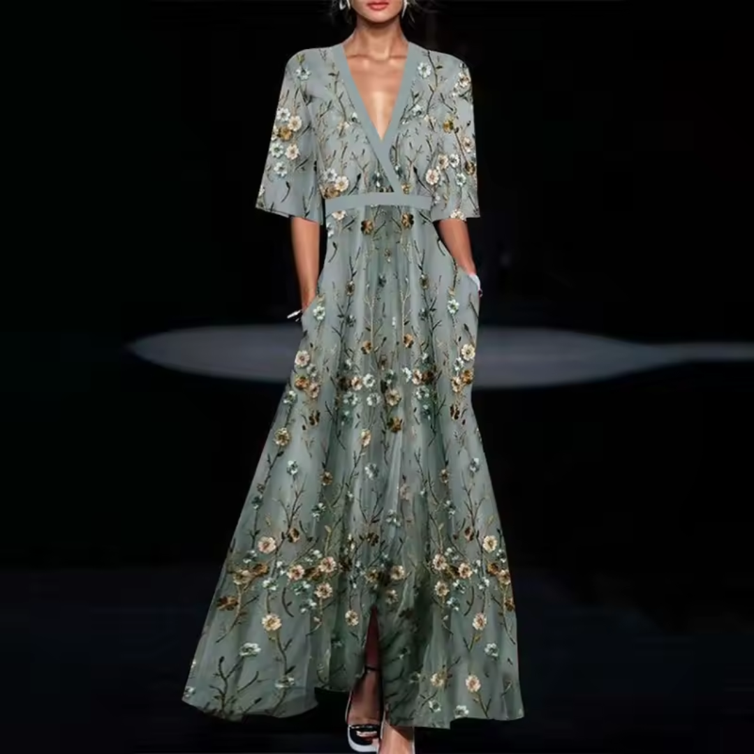 Fiona | Chic Floral Long-Sleeve Dress