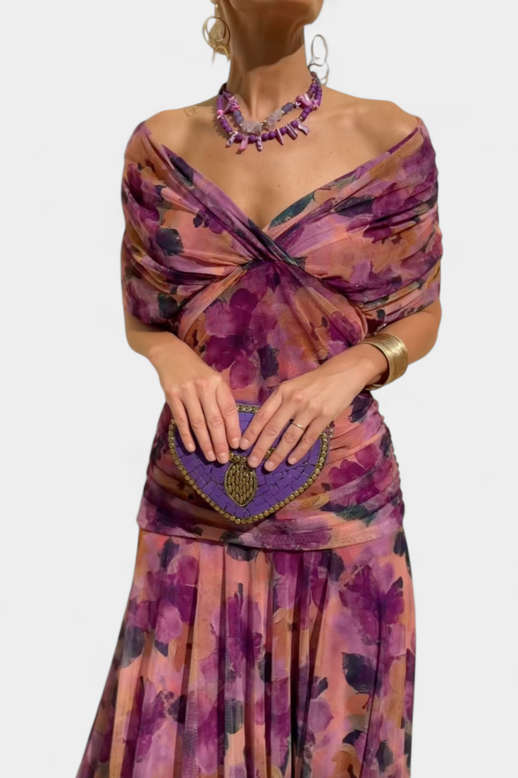 Freya | Flowing Floral V Neck Dress