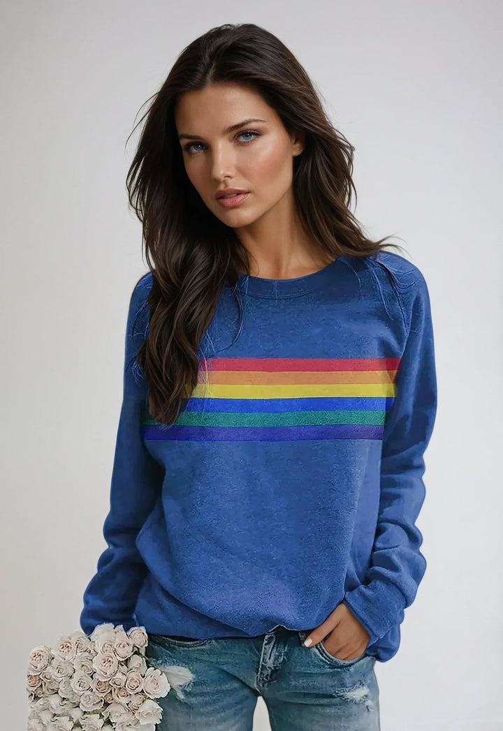 Lunara | Sweatshirt with Rainbow Print and Long Sleeves